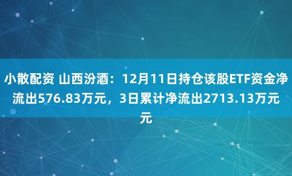 小散配资 山西汾酒：12月11日持仓该股ETF资金净流出576.83万元，3日累计净流出2713.13万元